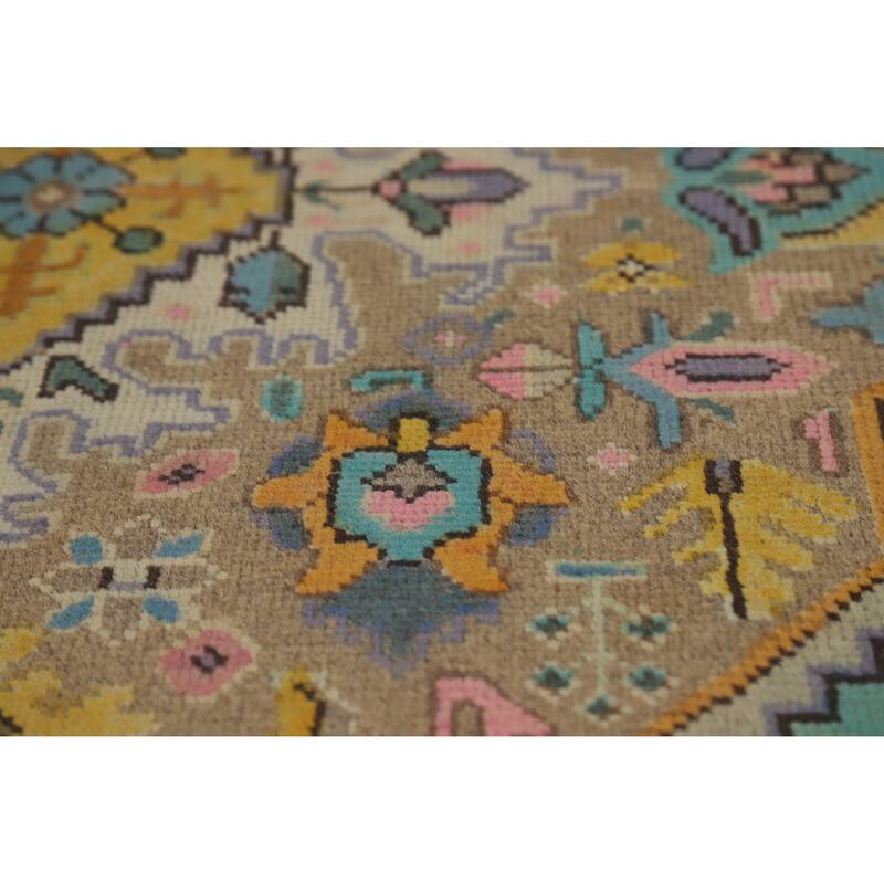 Hand Knotted Oriental 100% Wool Carpet Traditional Floral Navy Blue & Blues Tabriz Area Rug - 9' 6'' X 6' 9''