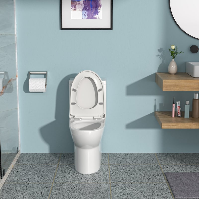 1-piece 1.6 GPF Dual Flush Elongated Toilet in White Seat Included - 28" x 15" x 30" - White - 28" x 15" x 30"