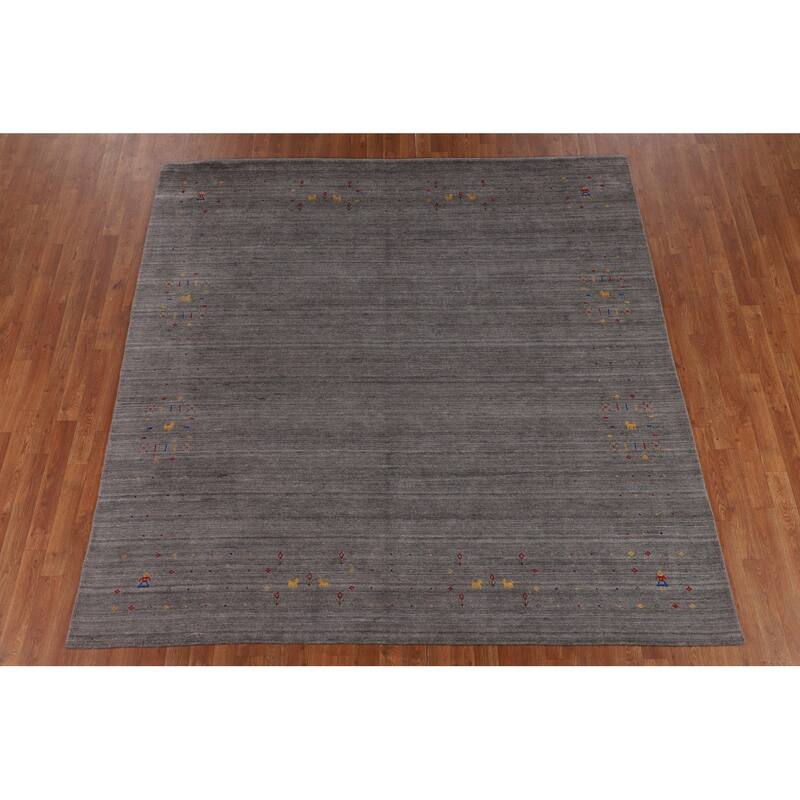Gabbeh Oriental Square Area Rug Handmade Wool Carpet - 7'9" x 7'9"