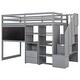 preview thumbnail 12 of 10, Twin Size Loft Bed with Pullable Desk, Storage Shelves, Staircase, and Blackboard - Solid Wood Frame for Space-Saving Design