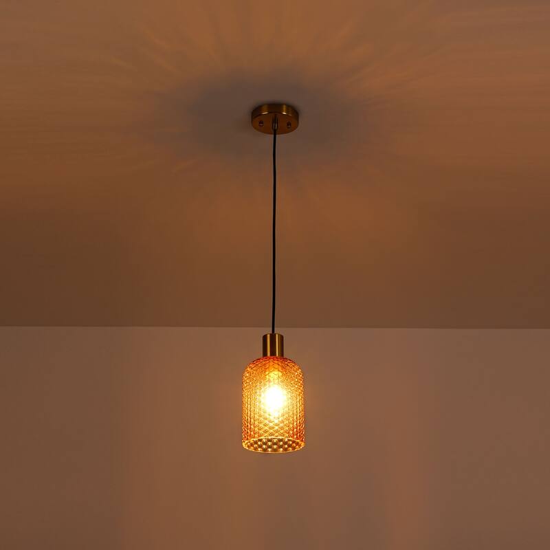 1/3-Light Modern Glam Bell-Shaped Adjustable Island Pendant Light with Clear/Blue/Amber Textured Glass
