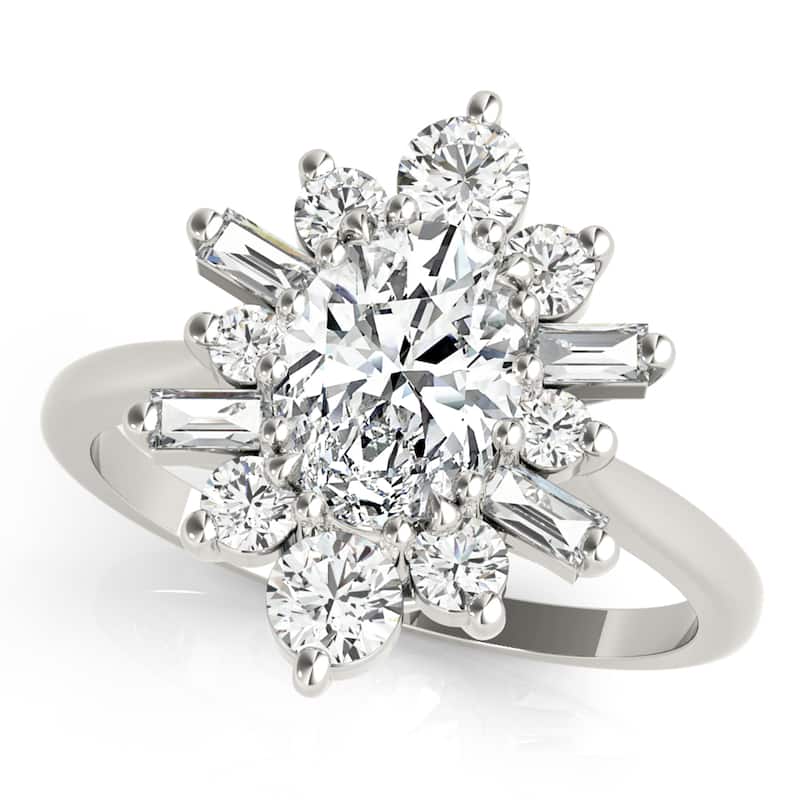 Auriya 14k White Gold Lab Grown Oval Diamond Halo Engagement Ring 0.50 to 5.00 ct. tw. (F-G VS) - 1.75 ct. center - 6.5