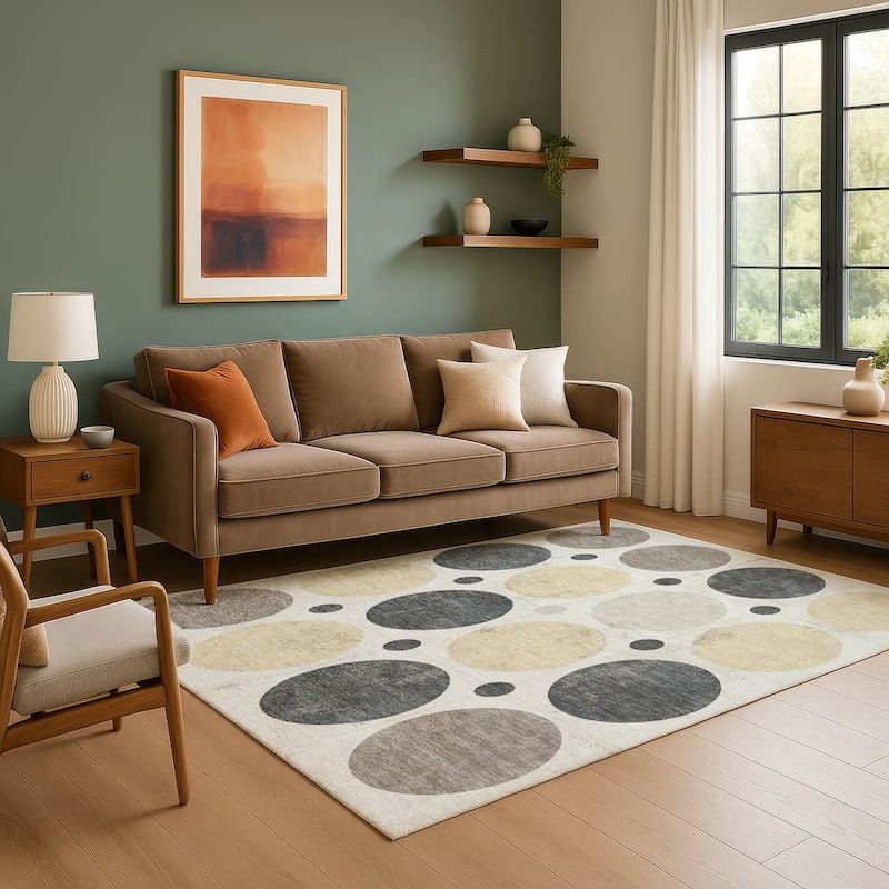 Premium Washable Super Soft Casual Circles Mayfield Rug