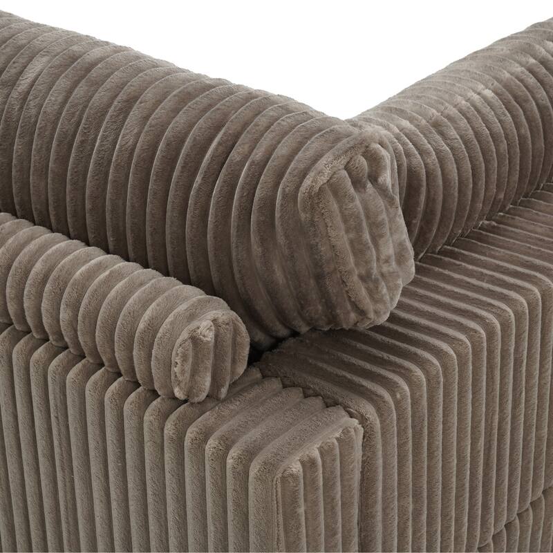40"W Plush Corduroy Corner Accent Chair Sectional Module with Pillow