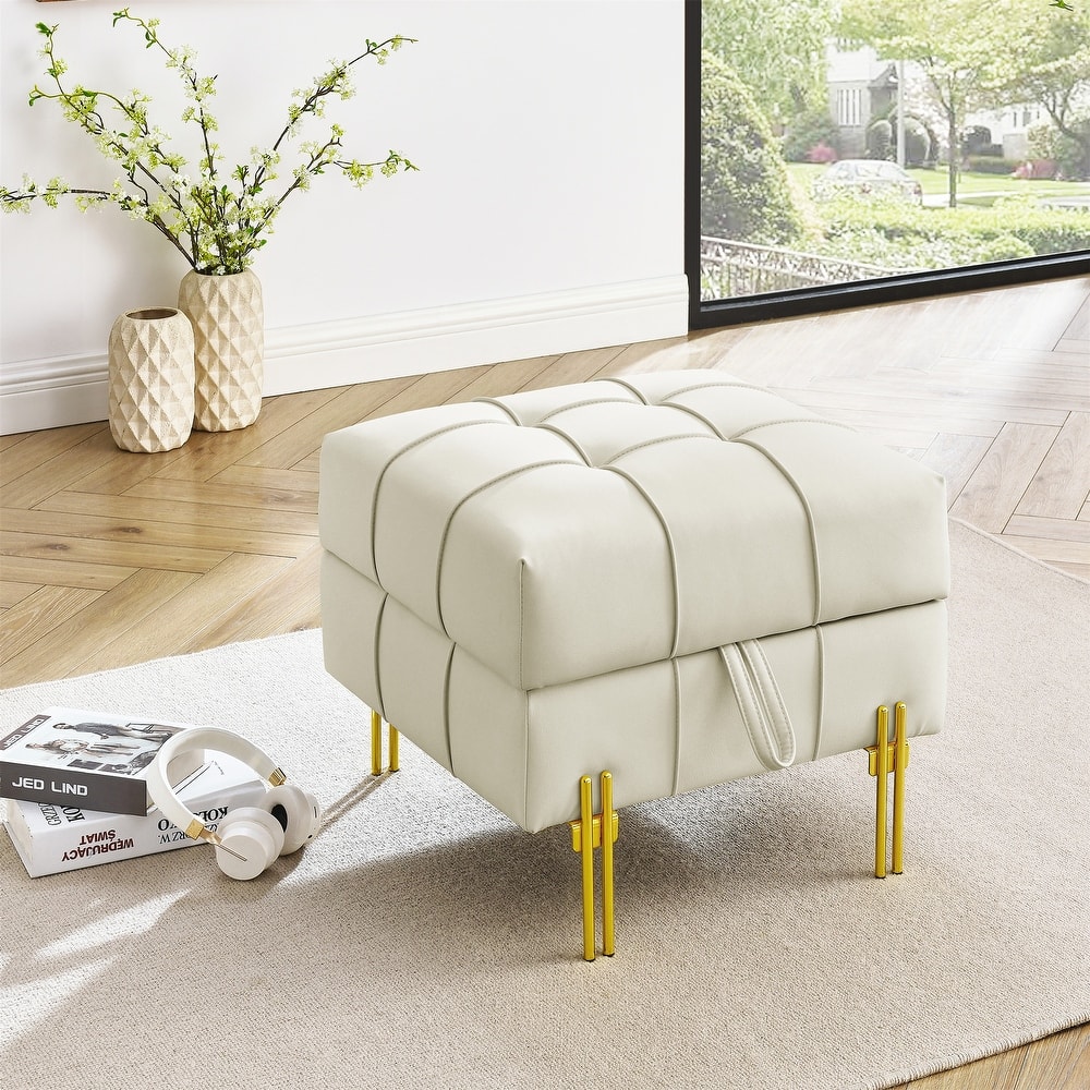 22 inches Anti-scratch Leather Storage Ottoman