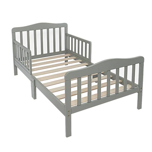 slide 2 of 21, Modern Design Wooden Baby Toddler Bed Furniture with Safety Guardrails