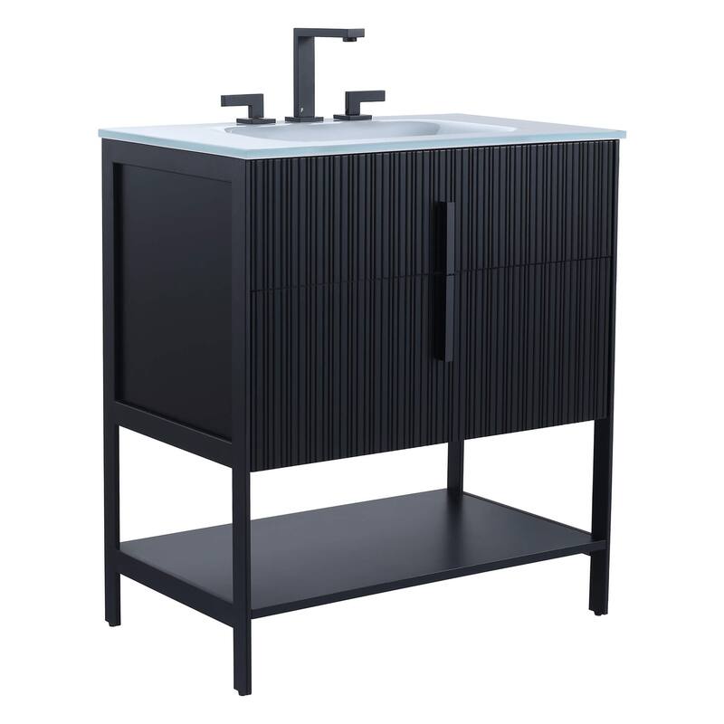 Fine Fixtures Serenity Modern bathroom vanity - Black Matte - Black Hardware