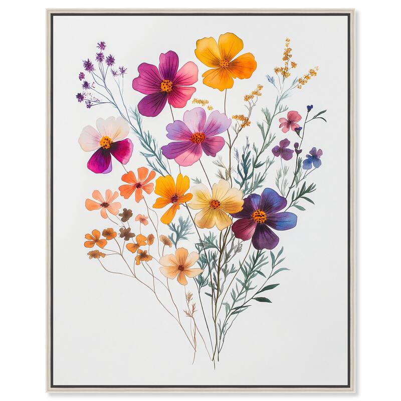 Watercolor Wildflower Canvas by Art Remedy - Silver - 24" x 30"