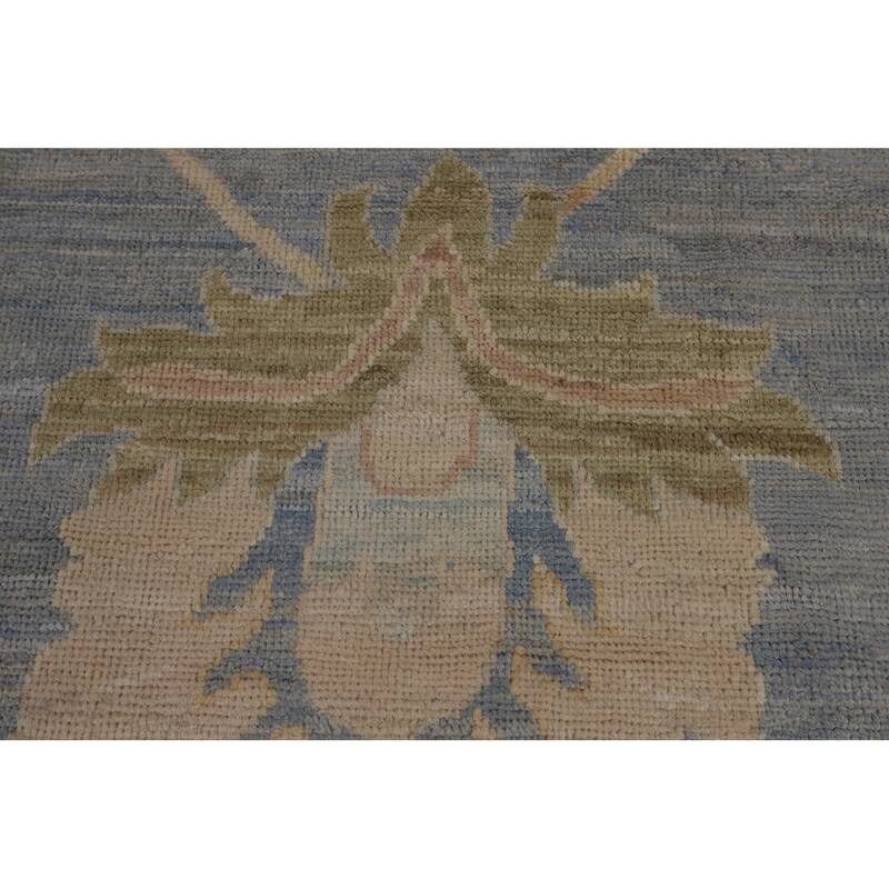 Blue Vegetable Dye Oushak Oriental Large Area Rug Handmade Wool Carpet - 10'5"x 13'7"