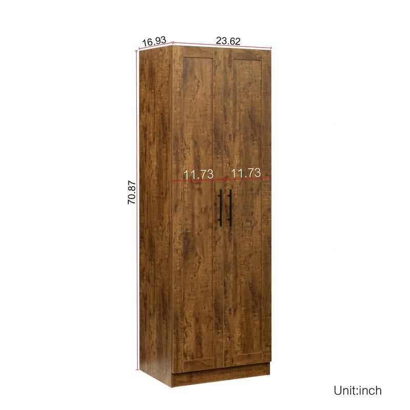 High wardrobe and kitchen cabinet with 2 doors and 3 partitions