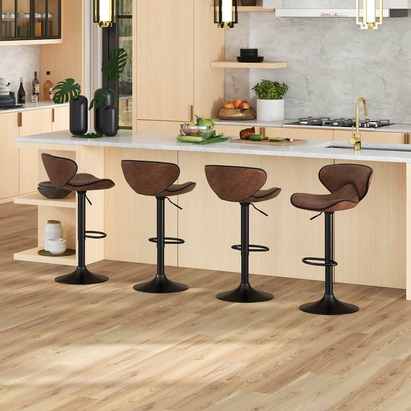 Costway Set of 2 Adjustable Bar Stools Swivel Bar Chairs Pub Kitchen