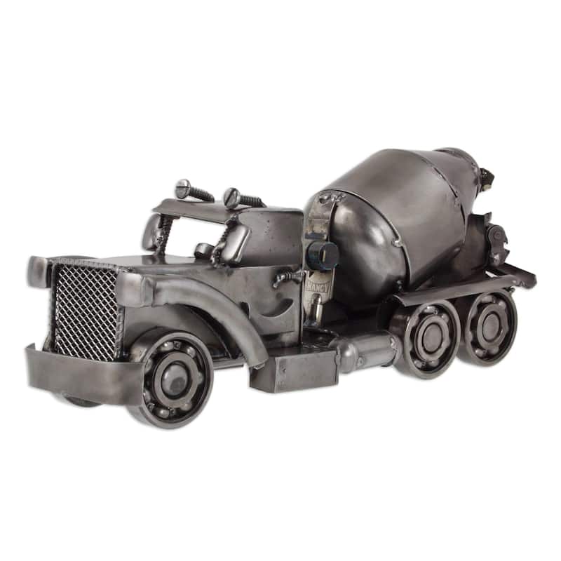 Novica Handmade Rustic Cement Mixer Recycled Metal Sculpture
