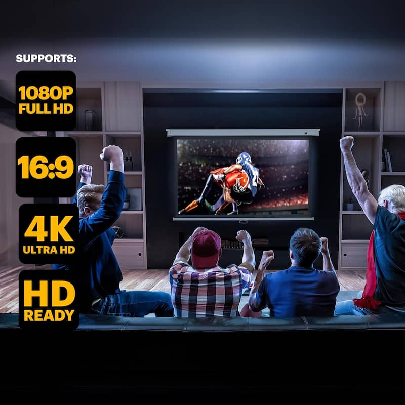 Kodak Manual Pull Down Projector Screen, Large 16:9 Retractable Screen