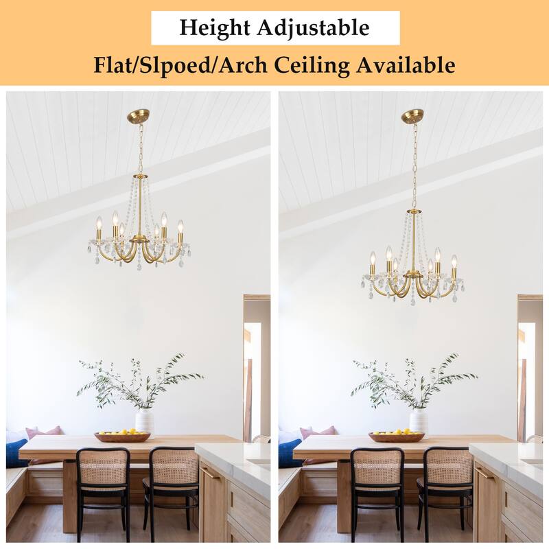6-Light Classic Chandelier with Crystal Accents for Kitchen Study