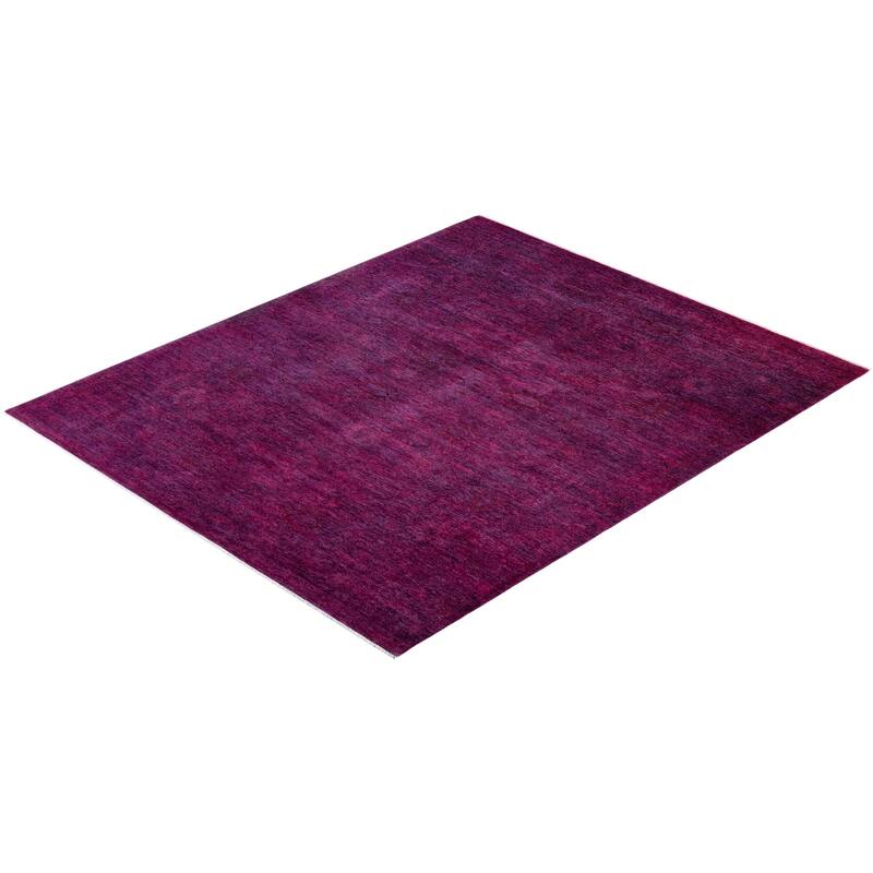 Overton Hand Knotted Wool Vintage Inspired Modern Contemporary Overdyed Pink Area Rug - 8' 3" x 9' 9"
