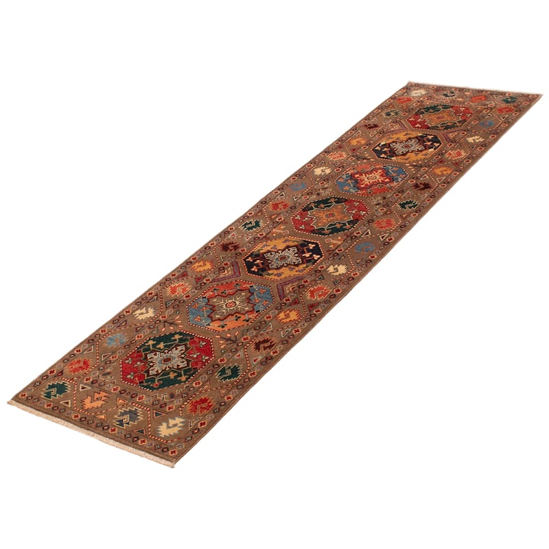 ECARPETGALLERY Hand-knotted Uzbek Ghazni Brown Wool Rug - 2'7 x 9'10
