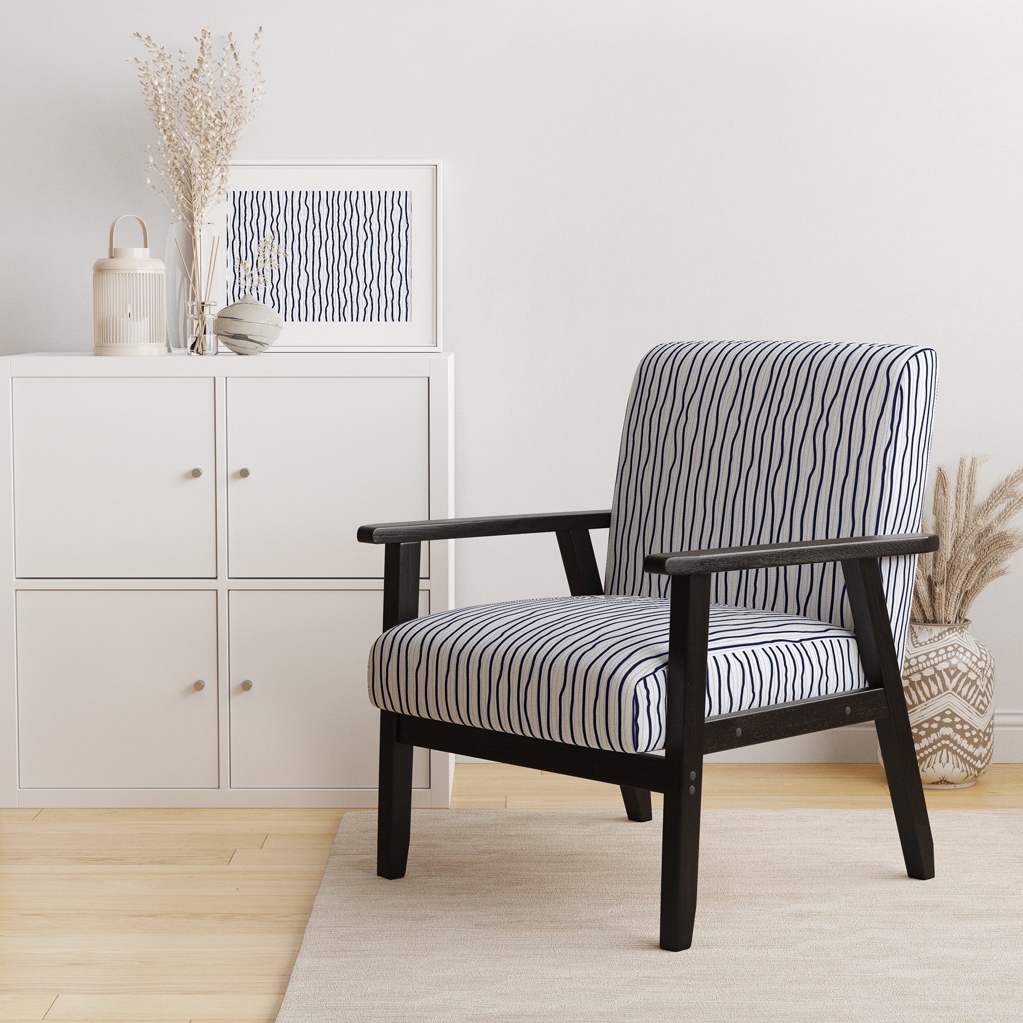Black and white stripe armchair outlet