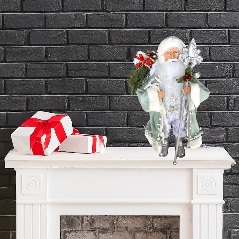 15" Sage and Silver Santa