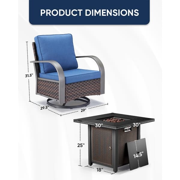 dimension image slide 38 of 48, Pocassy Outdoor Patio Furniture Set