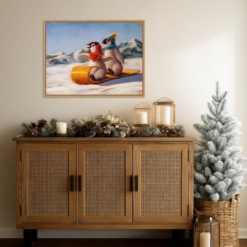 Toboggan by Lucia Heffernan (30 x 23 in.), Framed Canvas Wall Art Print - Sylvie Natural