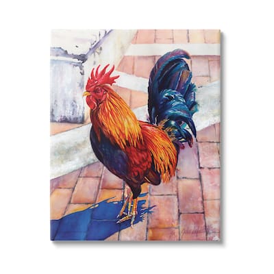 Stupell Rooster Standing on Bricks Canvas Wall Art Design by Julia McGrath