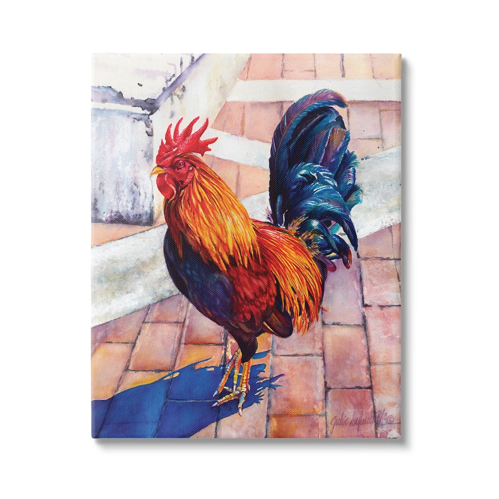 Stupell Rooster Standing on Bricks Canvas Wall Art Design by Julia McGrath