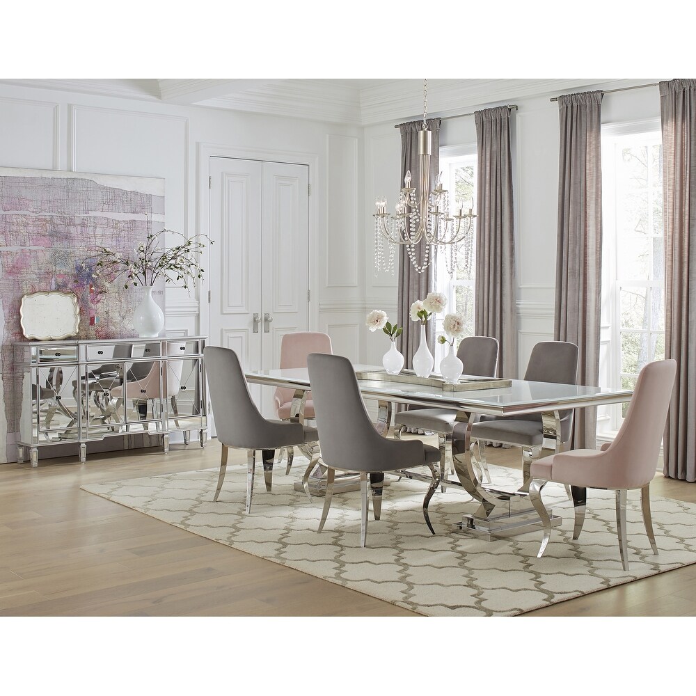 Coaster Home Furnishings Pauline Rectangular Metal Leg White and Chrome Dining Table