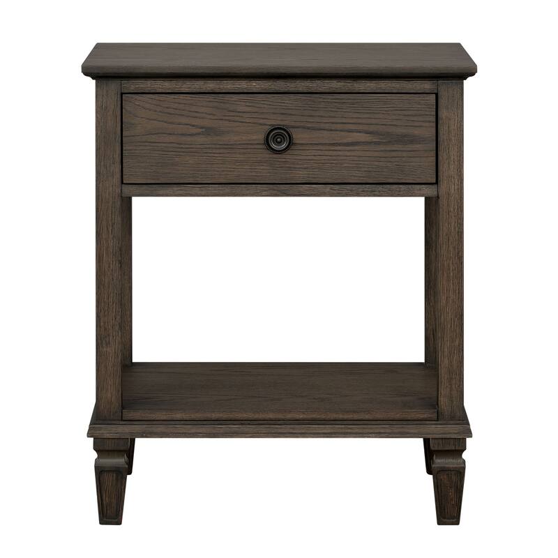 Roomfitters Victoria Nightstand, French Inspired Bedside Table with Storage Drawer and Open Shelf