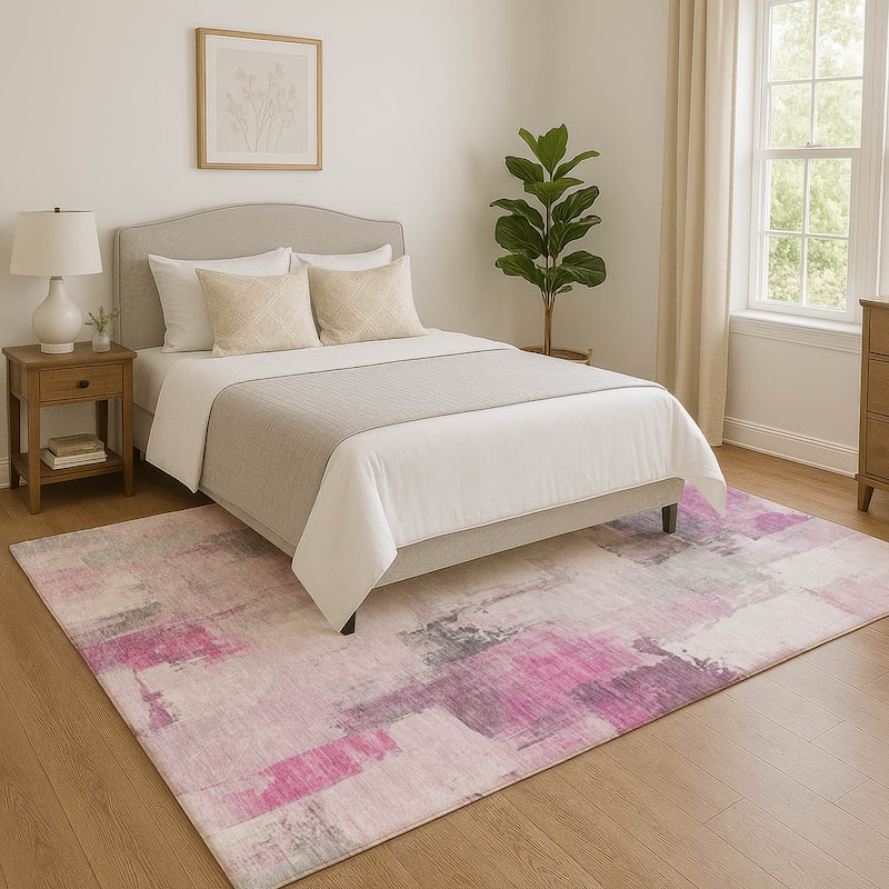 Premium Washable Super Soft Abstract Chic Mayfield Rug - Pink - 10' x 14'