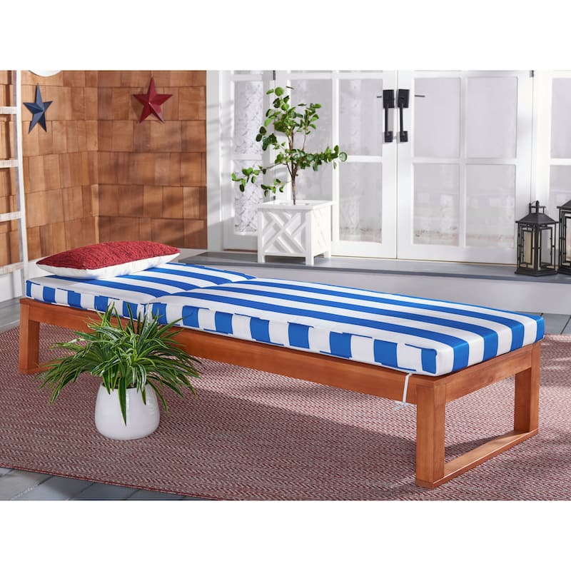 SAFAVIEH Outdoor Kaliyah Solid Wood Chaise Lounge Chair - 25Wx81Dx37H