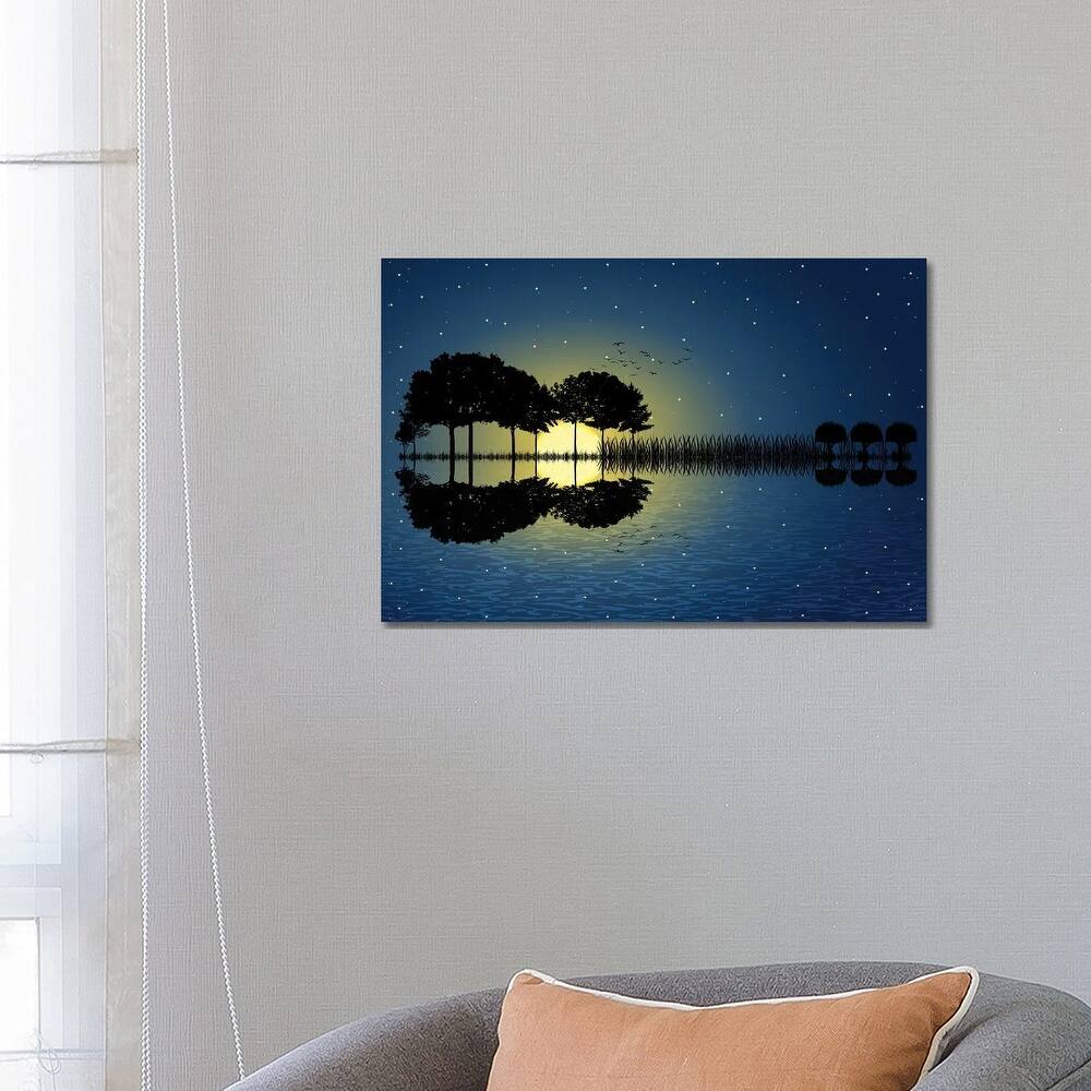 iCanvas "Guitar Island Moonlight" by psychoshadow Canvas Print