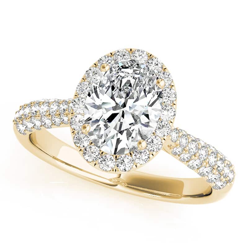 Auriya 14k Yellow Gold Lab Grown Oval Diamond Halo Engagement Ring 0.50 to 5.00 ct. tw. (F-G VS) - 1.75 ct. center - 5.5