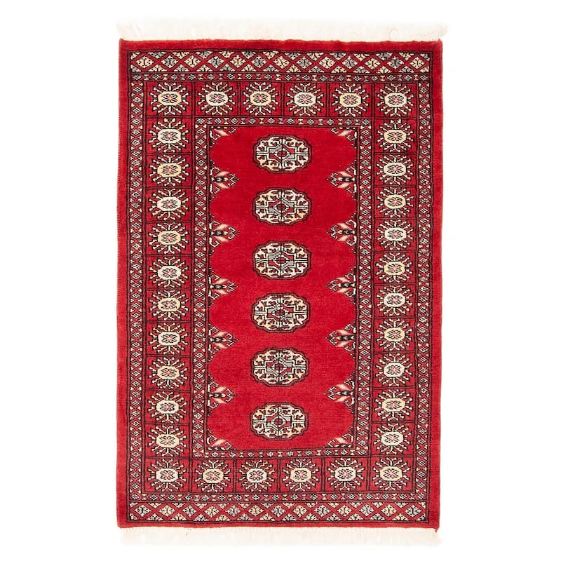 ECARPETGALLERY Hand-knotted Finest Peshawar Bokhara Red Wool Rug - 2'8 x 3'11 - Red - 2'8 x 3'11