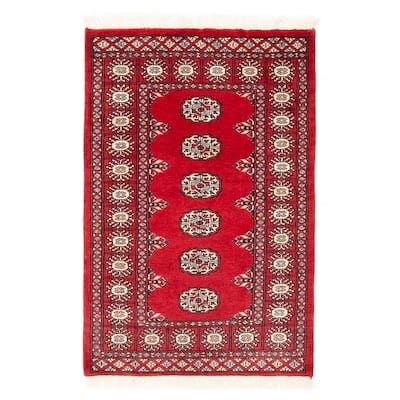 ECARPETGALLERY Hand-knotted Finest Peshawar Bokhara Red Wool Rug - 2'8 x 3'11