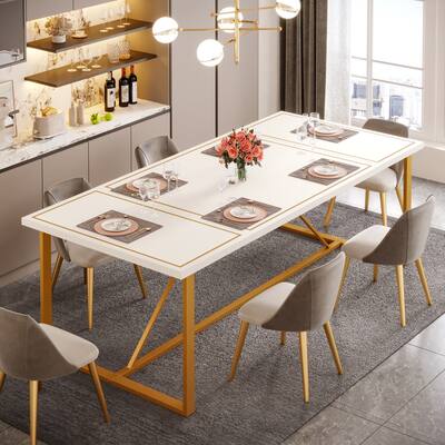 70.9 Inch Long Dining Table, Modern Dining Room Table for 6-8 Person