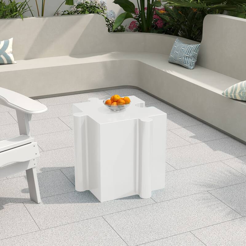Christopher Knight Home - Sandy Puzzle Art Modern Outdoor Side Table with Modular Convex Edge Design