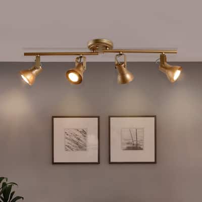 Rella Modern Farmhouse Split Rail 4-Light Adjustable Linear Ceiling Track Lighting Kit Flush Mount Ceiling Light