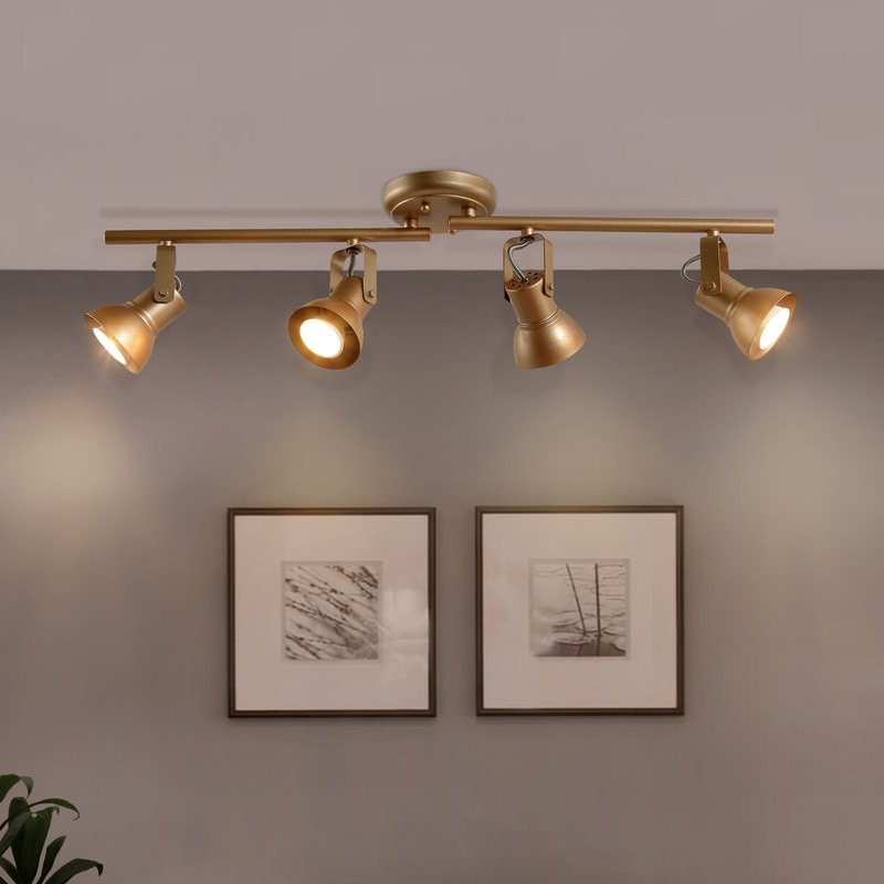 Rella Modern Farmhouse Split Rail 4-Light Adjustable Linear Ceiling Track Lighting Kit Flush Mount Ceiling Light