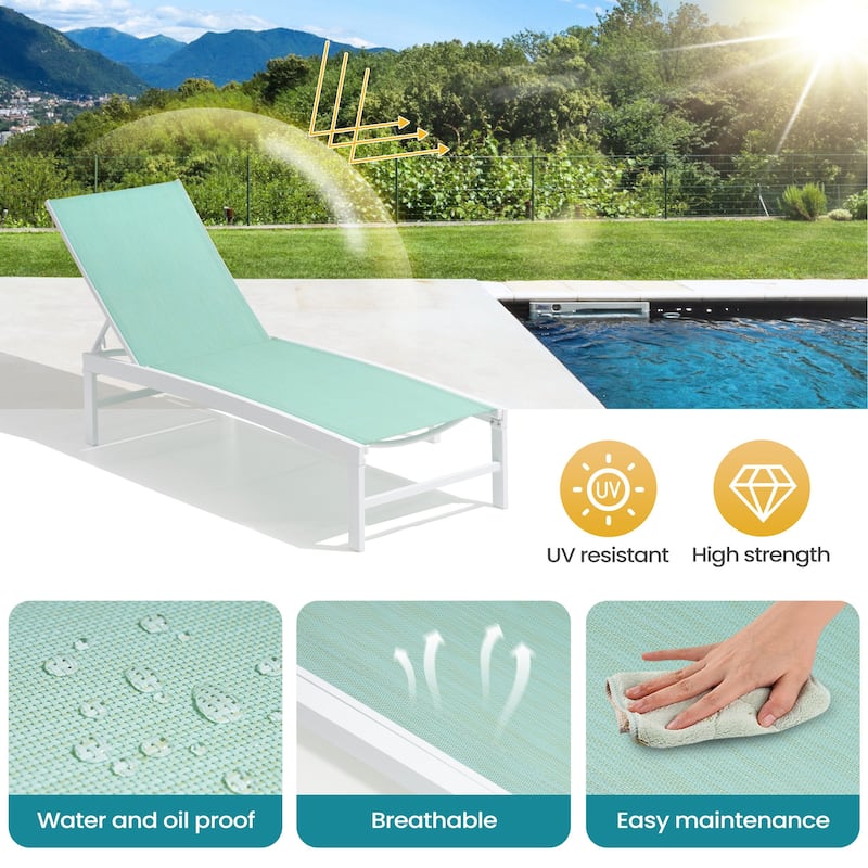 Pellebant Outdoor Adjustable Aluminum Chaise Lounge Chairs (Set of 4) - 23.43 " W x 42.63" D x 13.15" H