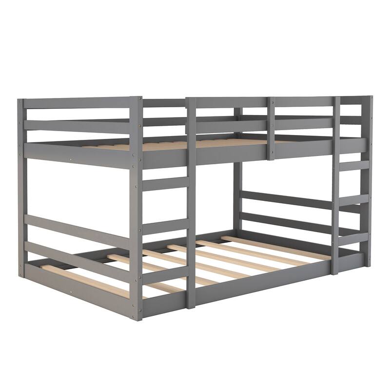 Full Bunk Bed with Ladder and Solid Wood Frame, 300lb Capacity, Space-Saving Design