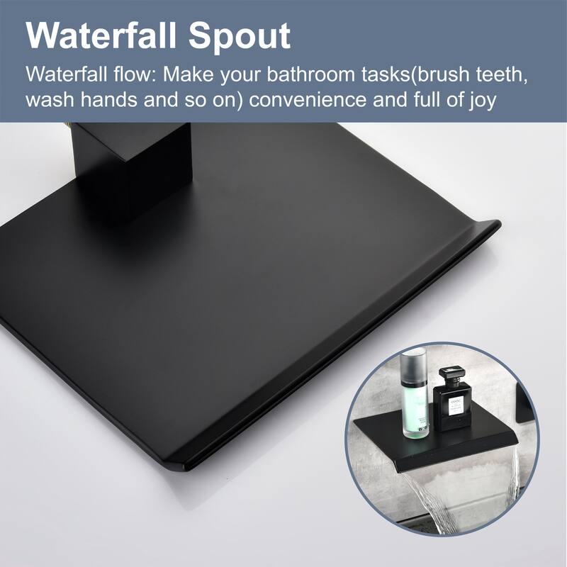 Two-Hole Wall Mounted Waterfall Bathroom Faucet with Accessories