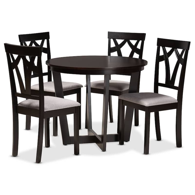 Telma Modern and Contemporary 5-Piece Wood Dining Set-Grey/Dark Brown - Grey, Dark Brown