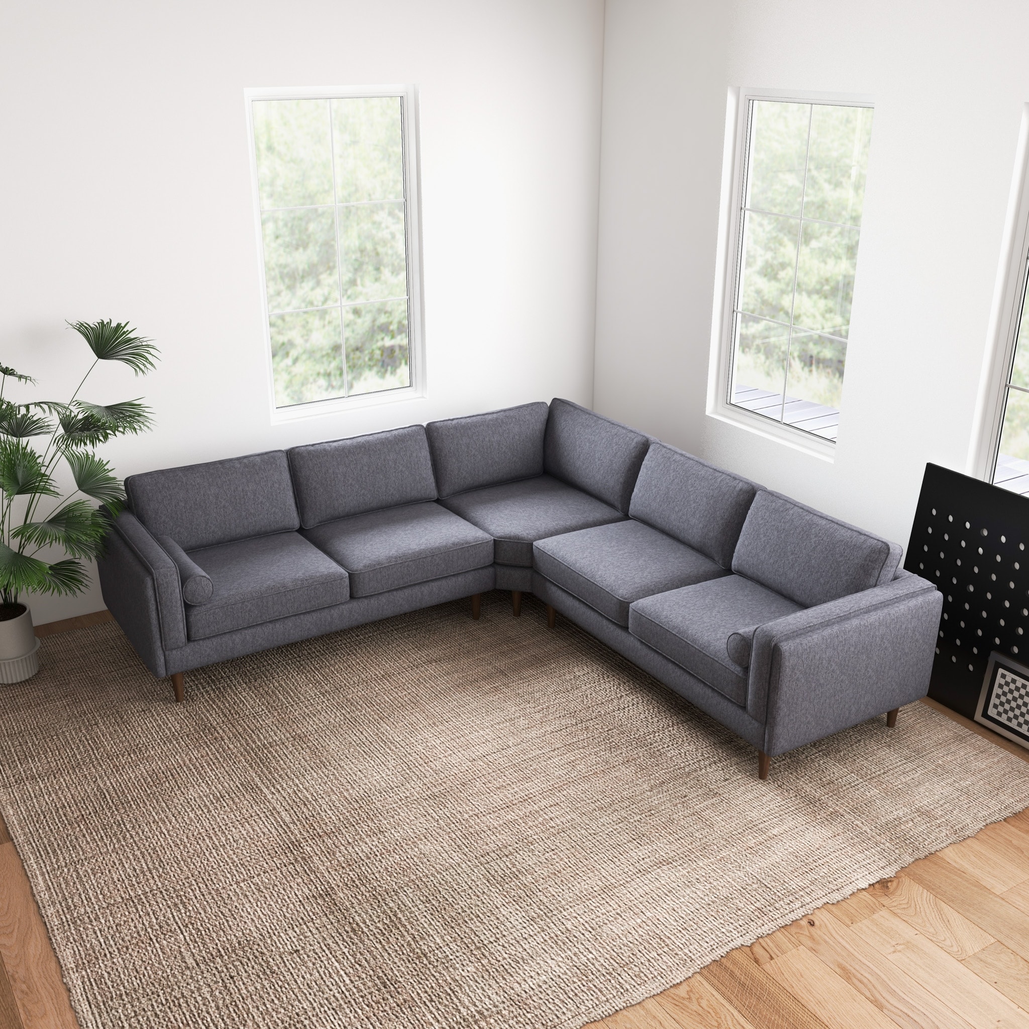 Flavia Mid Century Modern Pillow Back Symmetrical Corner Sofa