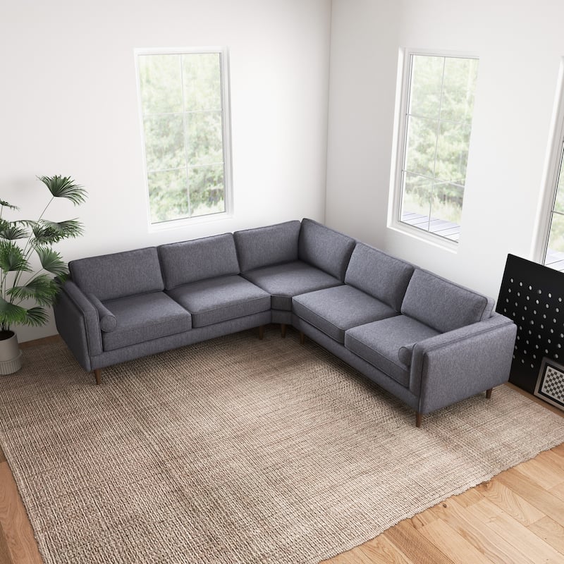 Flavia Mid Century Modern Pillow Back Symmetrical Corner Sofa