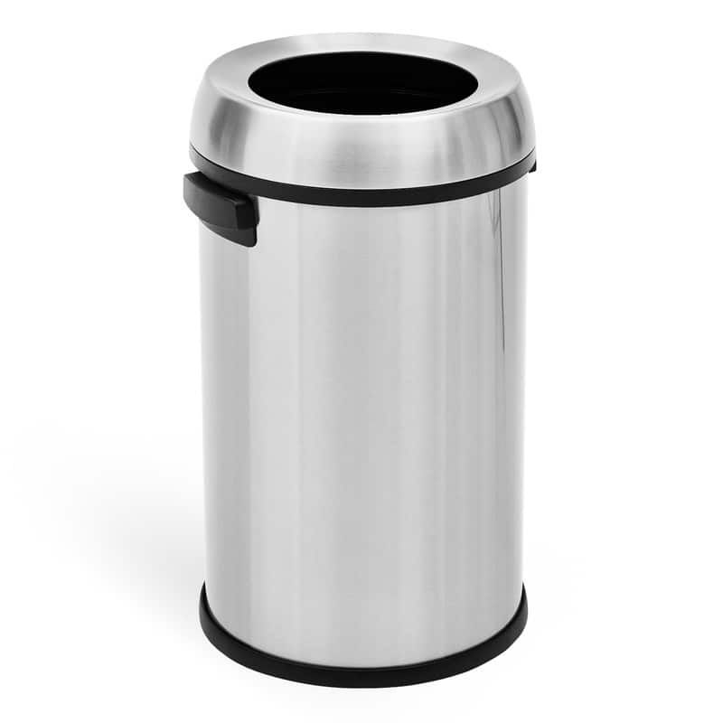 65L/17Gal Open Top Trash Can, Heavy Duty Stainless Steel Rubbish Bin