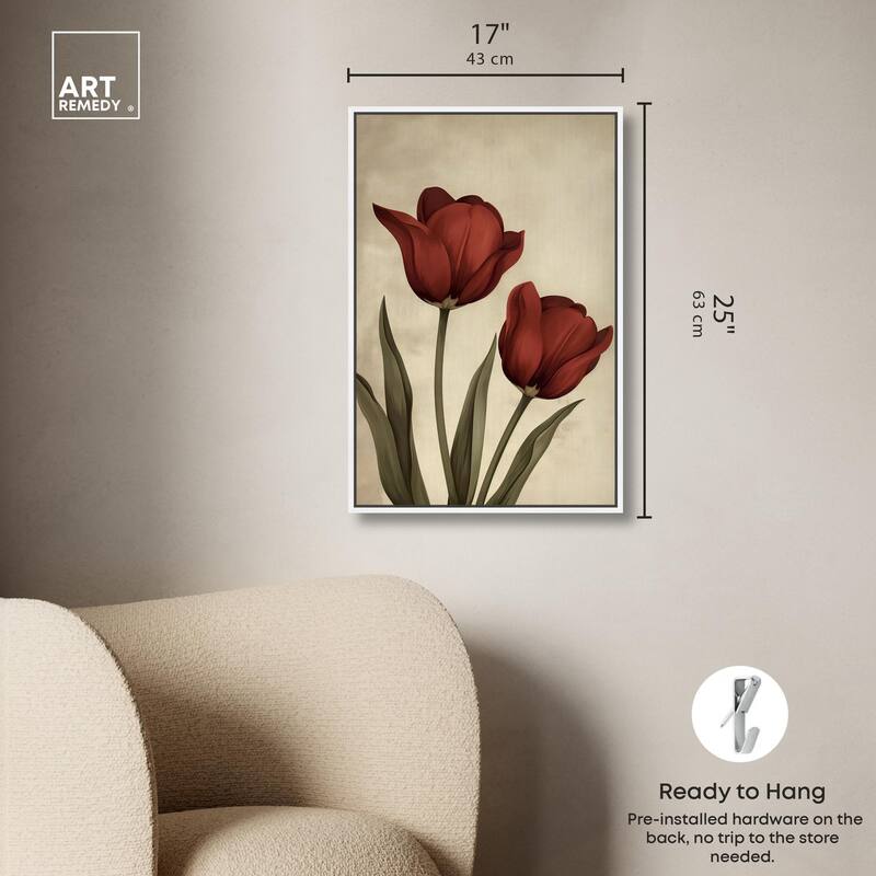Deep Red Tulips Canvas by Art Remedy
