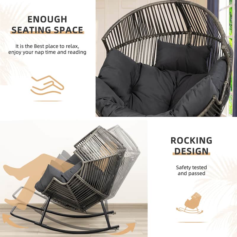 Futzca Wicker rocking egg chair (with cushions)