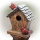 preview thumbnail 9 of 8, Alpine Corporation 32" Tall Outdoor Cascading Barrel Water Fountain and Cardinal Birdhouse Yard Decoration