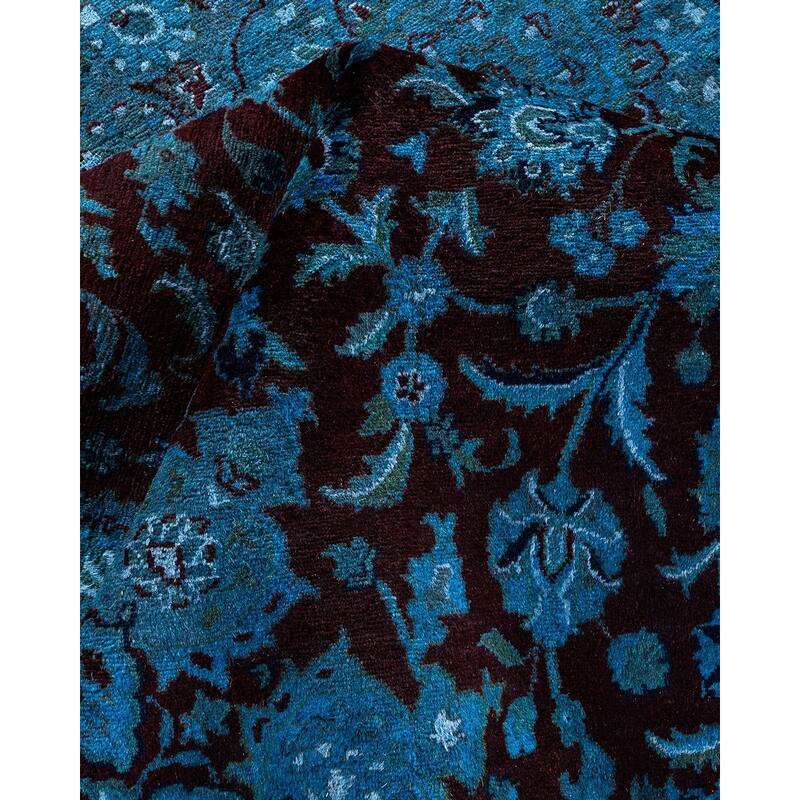 Overton Hand Knotted Wool Vintage Inspired Modern Contemporary Overdyed Blue Area Rug - 8' 1" x 10' 5"