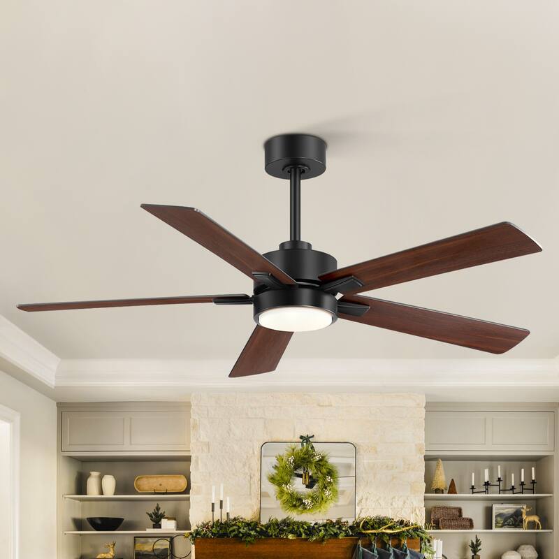 36/42/52-Inch Reversible 3/5-Blade Integrated LED Ceiling Fan with Light Remote - 52 Inches 5-Blade